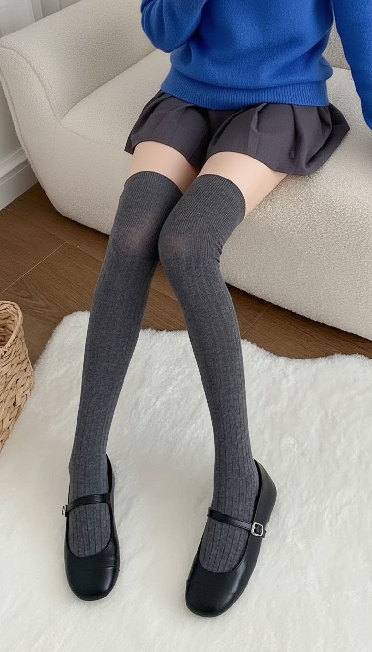Ciorapi lungi dama gri Alis #A1301