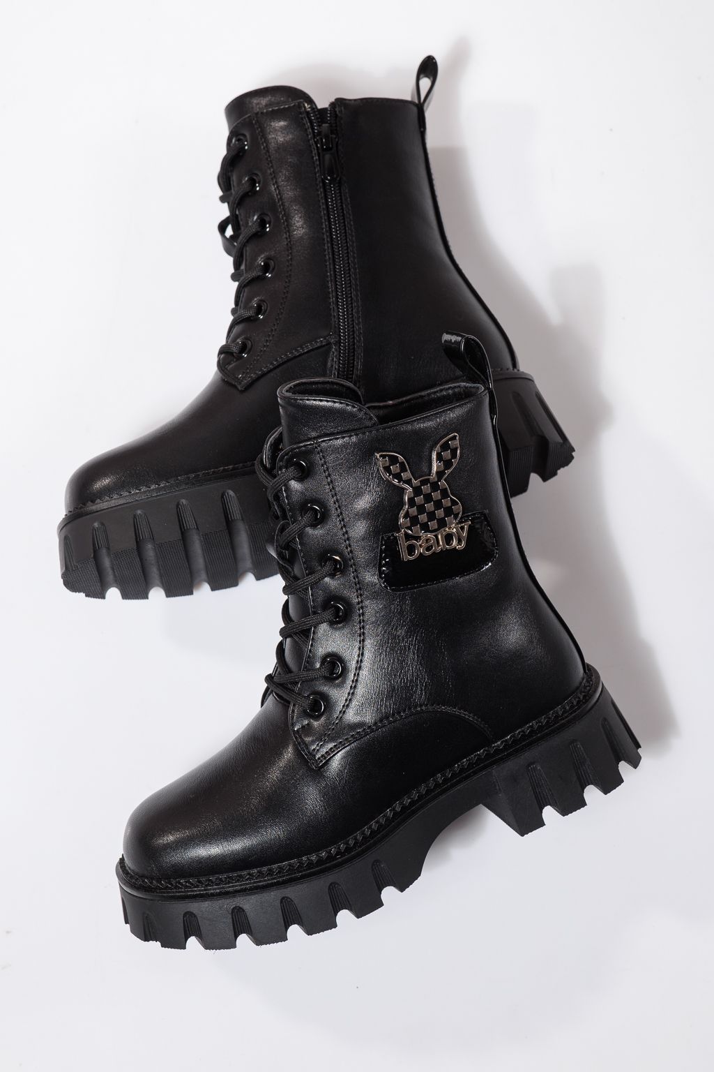 Ghete fete imblanite negre din piele ecologica Aris #23115