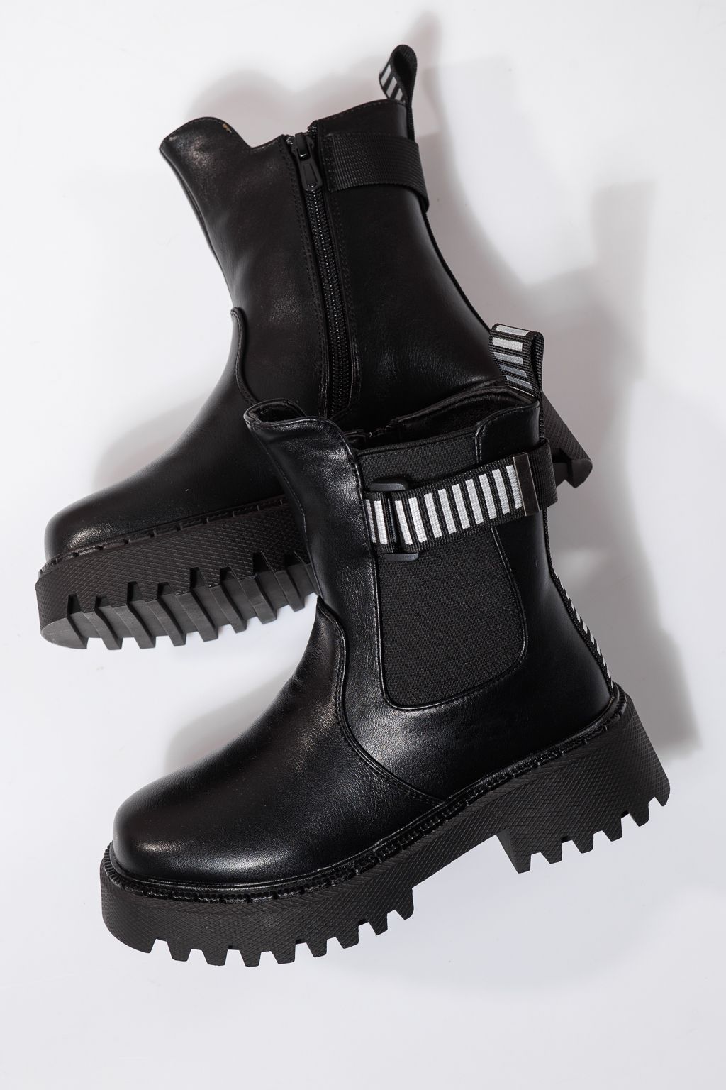 Ghete fete imblanite negre din piele ecologica Talia #23108