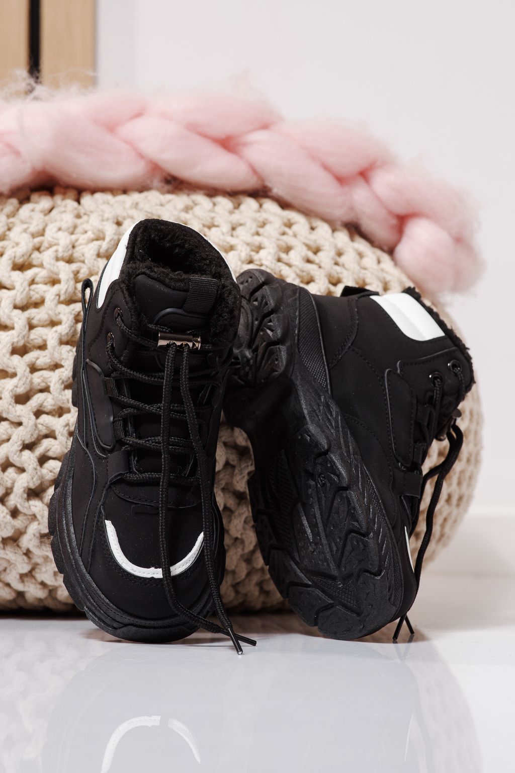 Ghete copii imblanite negre din piele ecologica Aris #23170