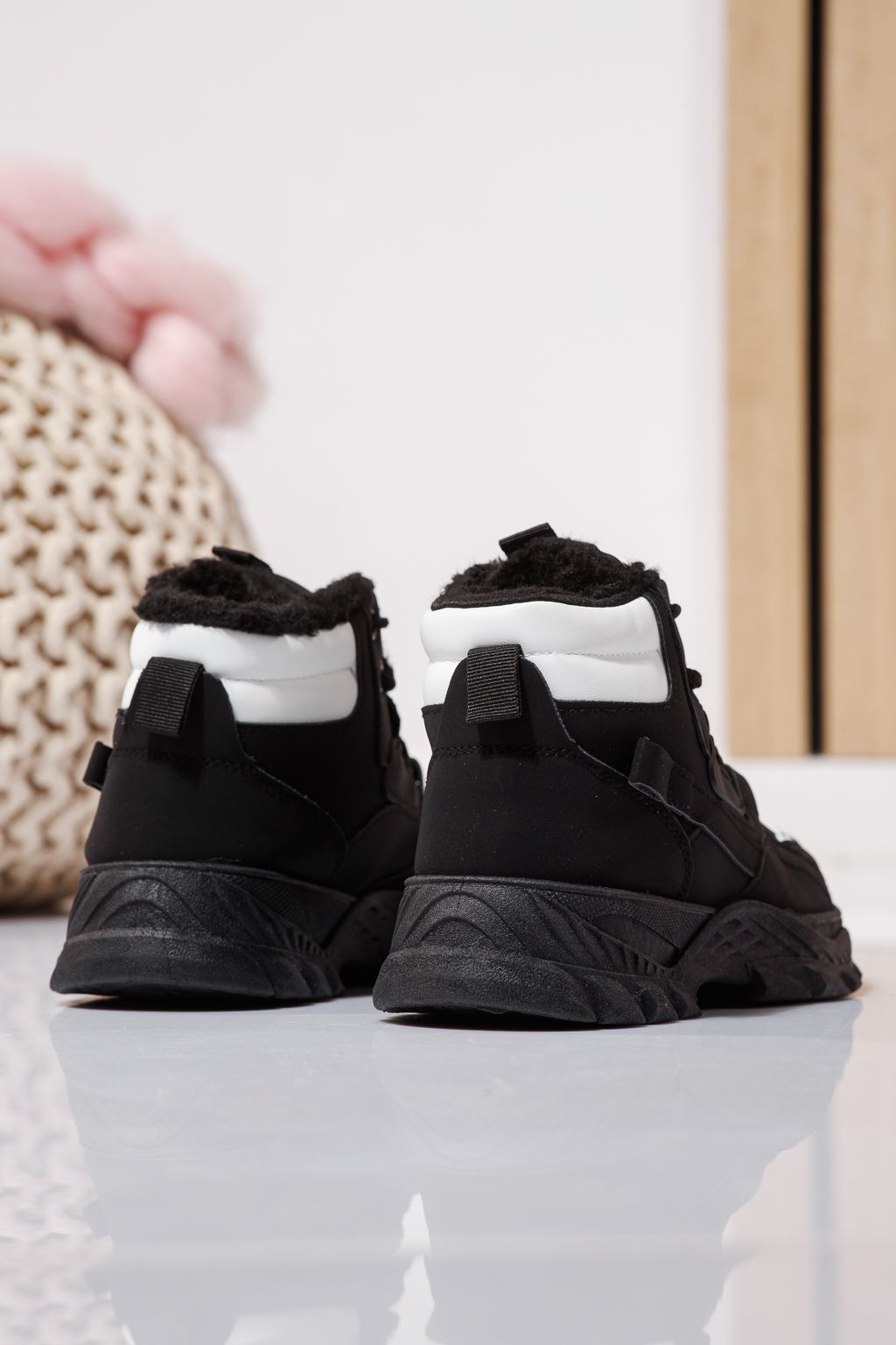 Ghete copii imblanite negre din piele ecologica Aris #23170