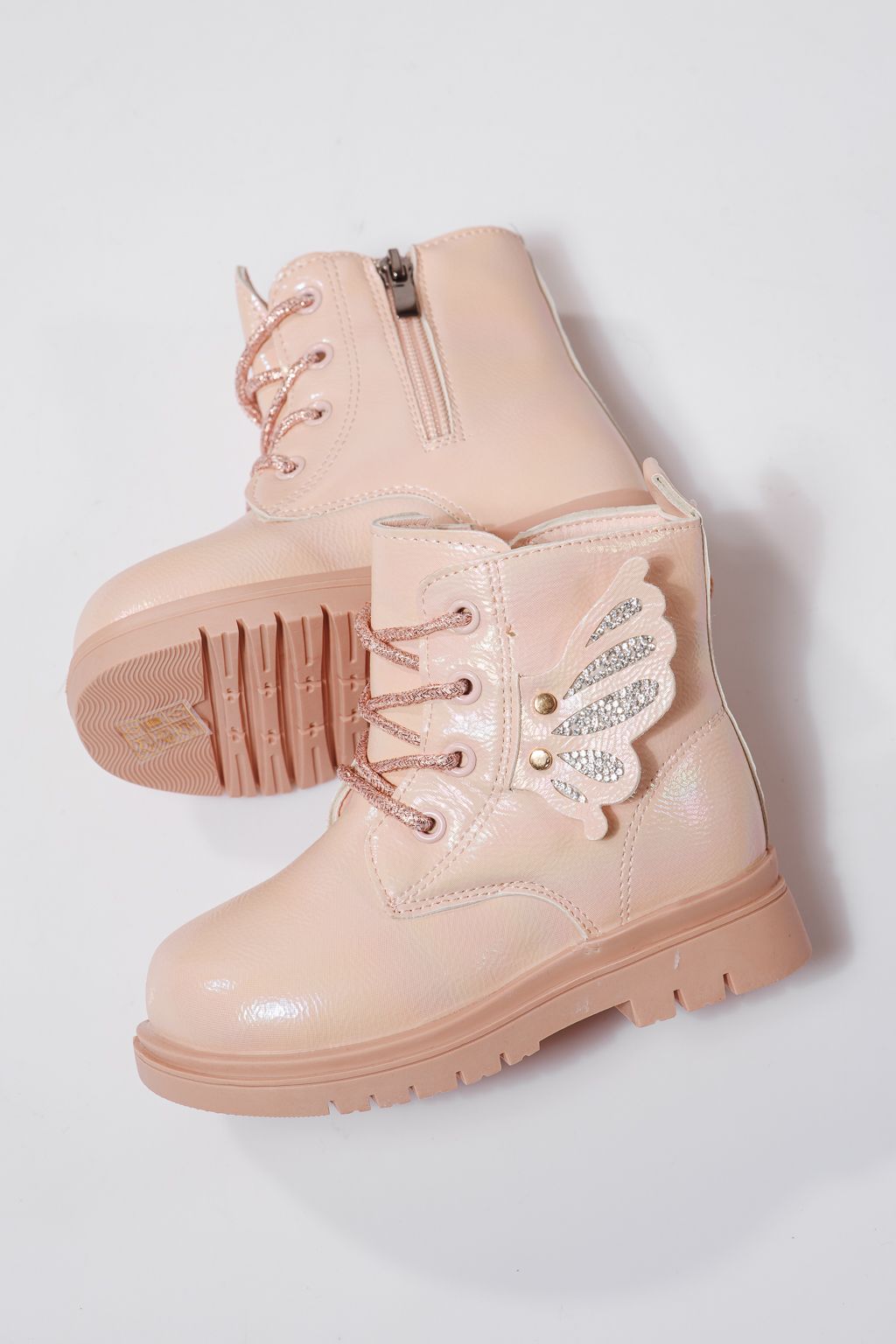 Ghete fete imblanite roz din piele ecologica Melania #23142