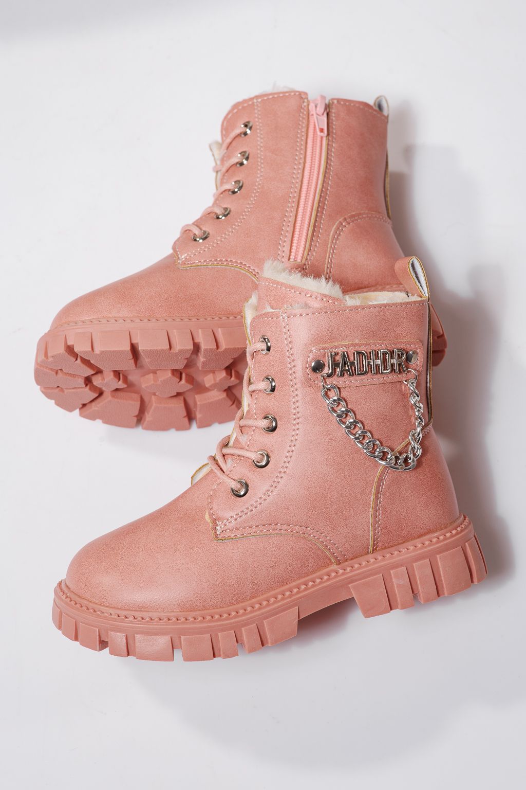 Ghete fete imblanite roz din piele ecologica Xenia #23149