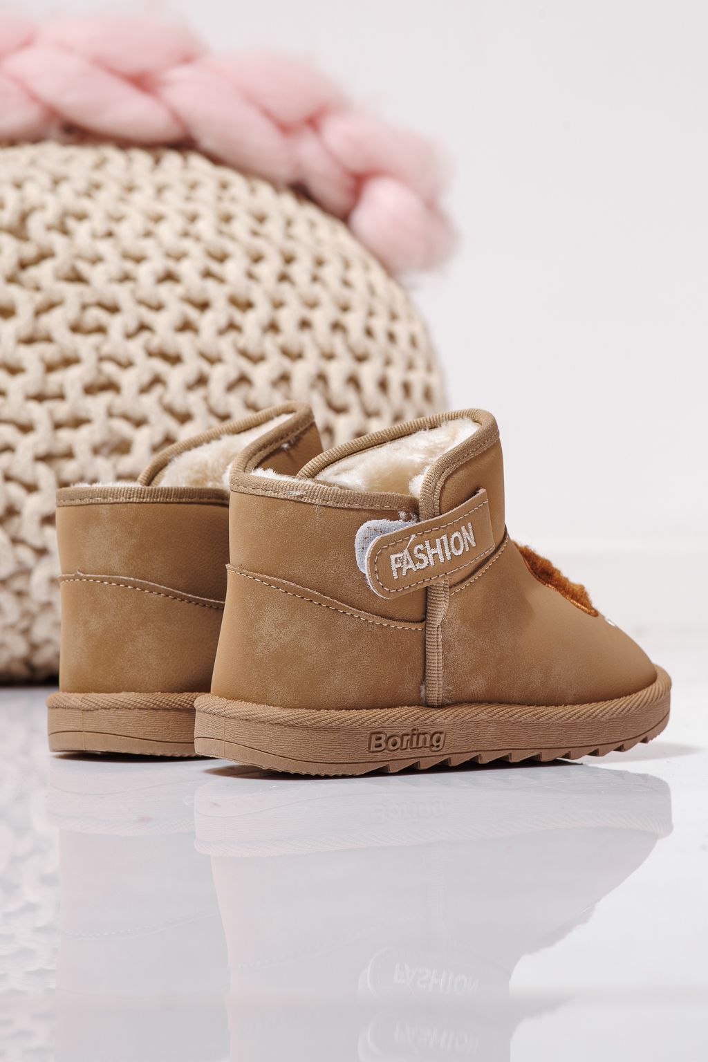 Ghete fete imblanite khaki din piele ecologica Julieta #23152