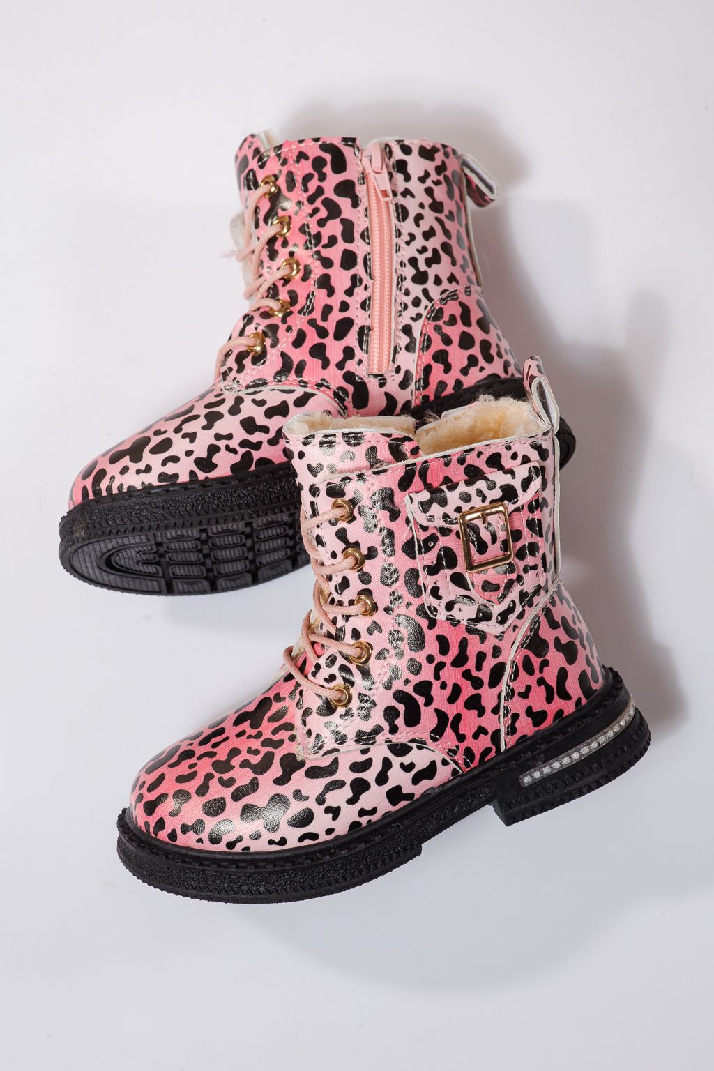 Ghete fete imblanite roz din piele ecologica Iris #23137