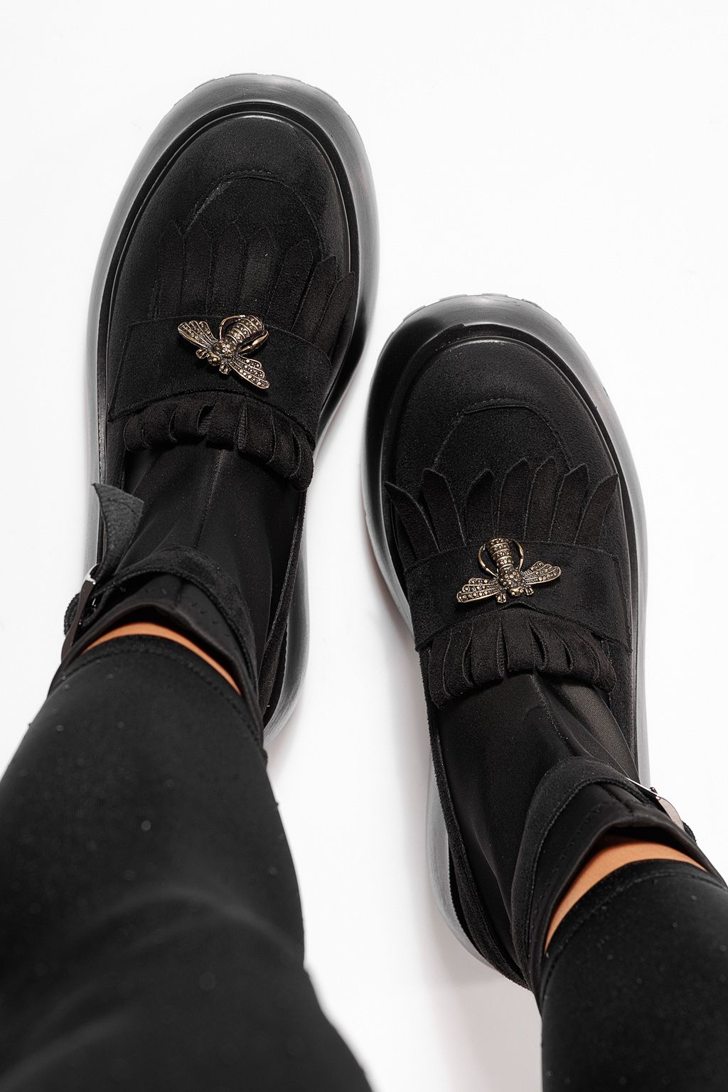 Ghete dama captusite negre din piele ecologica intoarsa Venus #23160