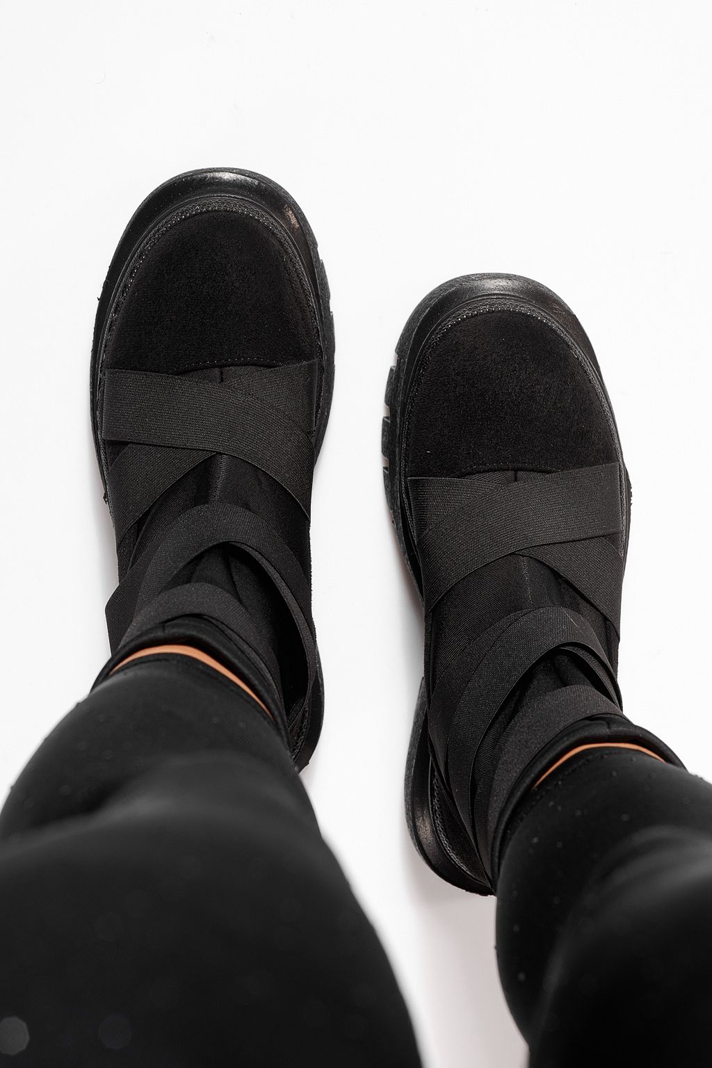 Ghete dama îmblanite negre din piele ecologica intoarsa Julia #23177