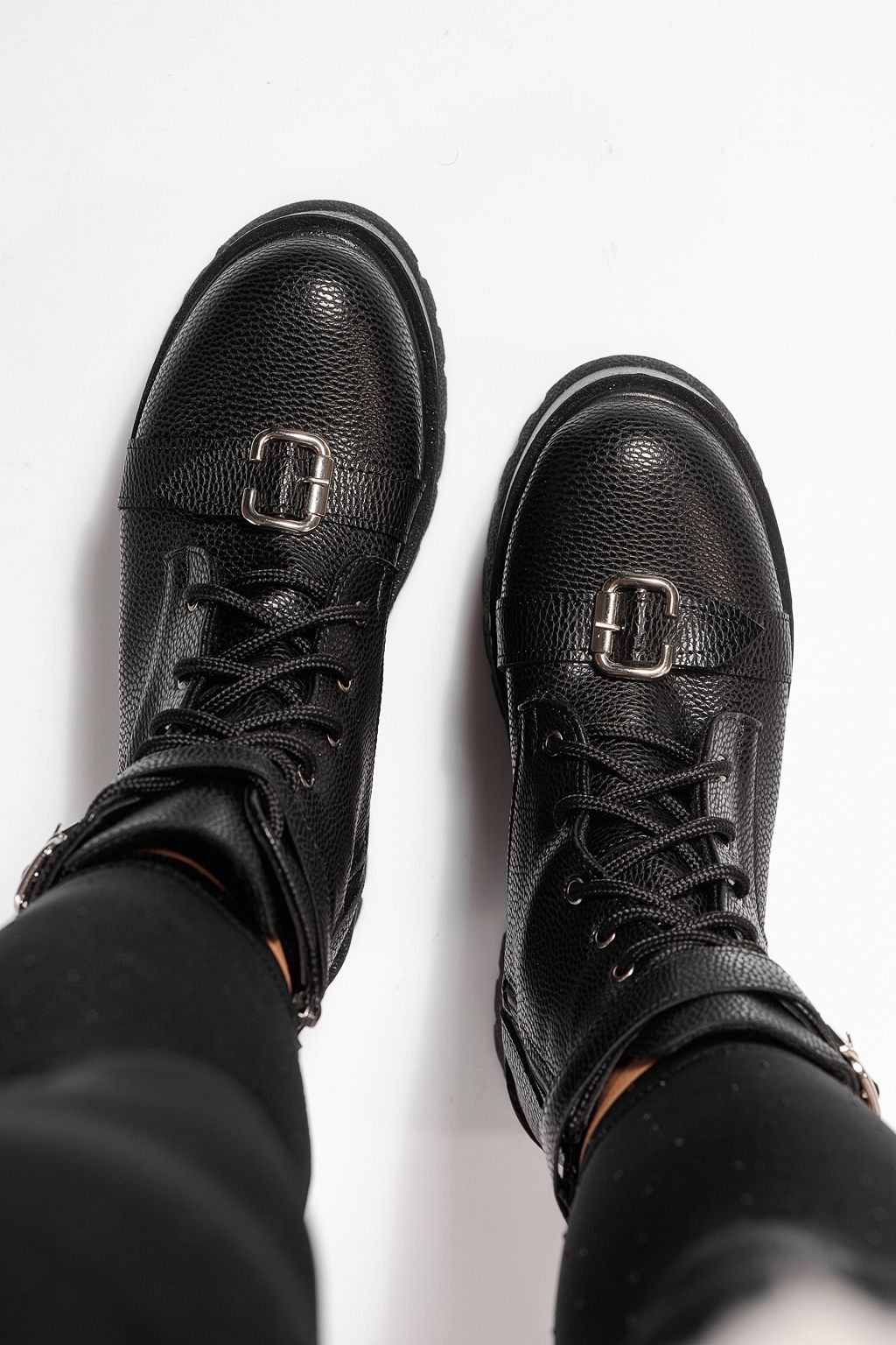 Ghete dama îmblanite negre din piele ecologica Joplin #23175