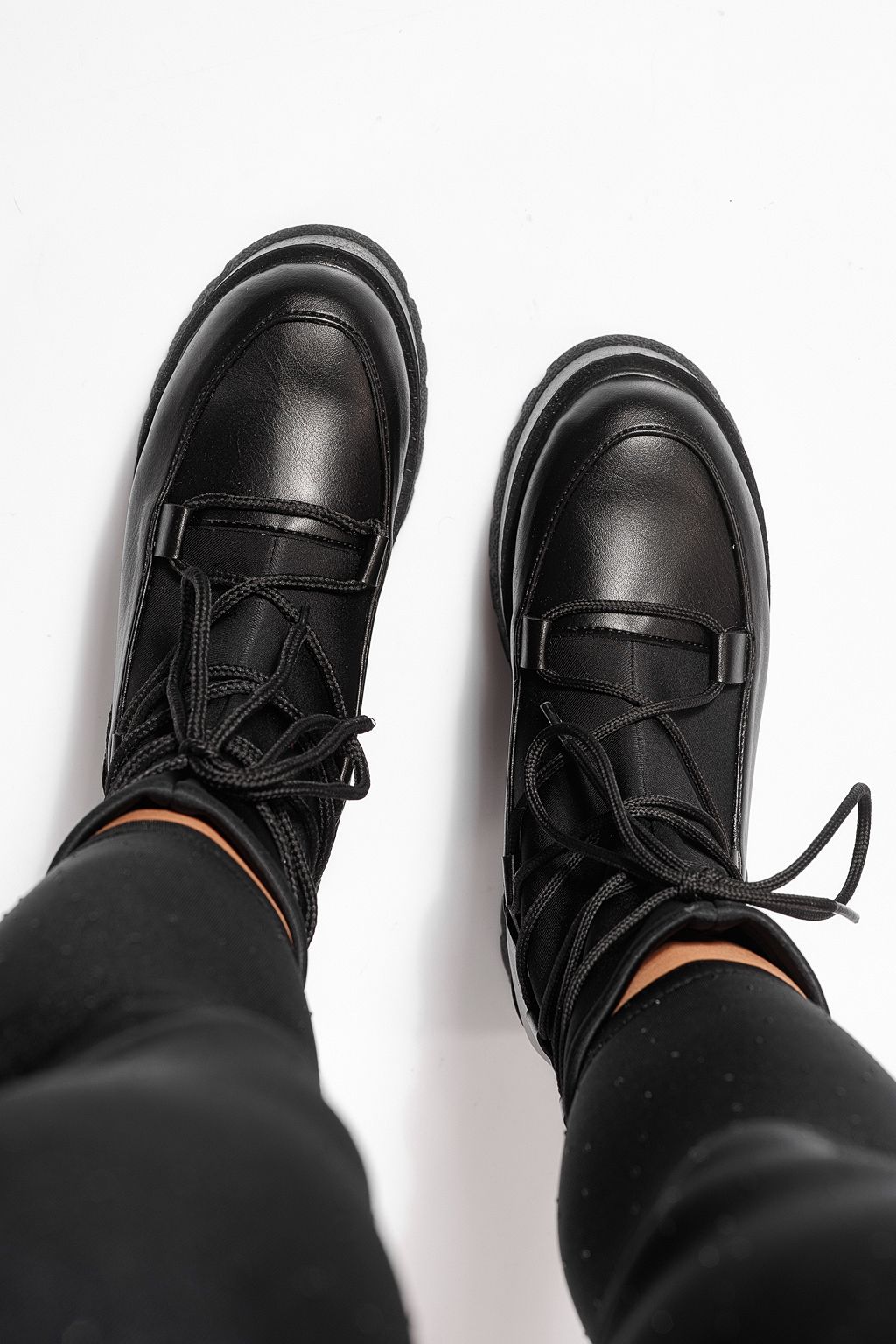 Ghete dama captusite negre din piele ecologica Yvette #23163