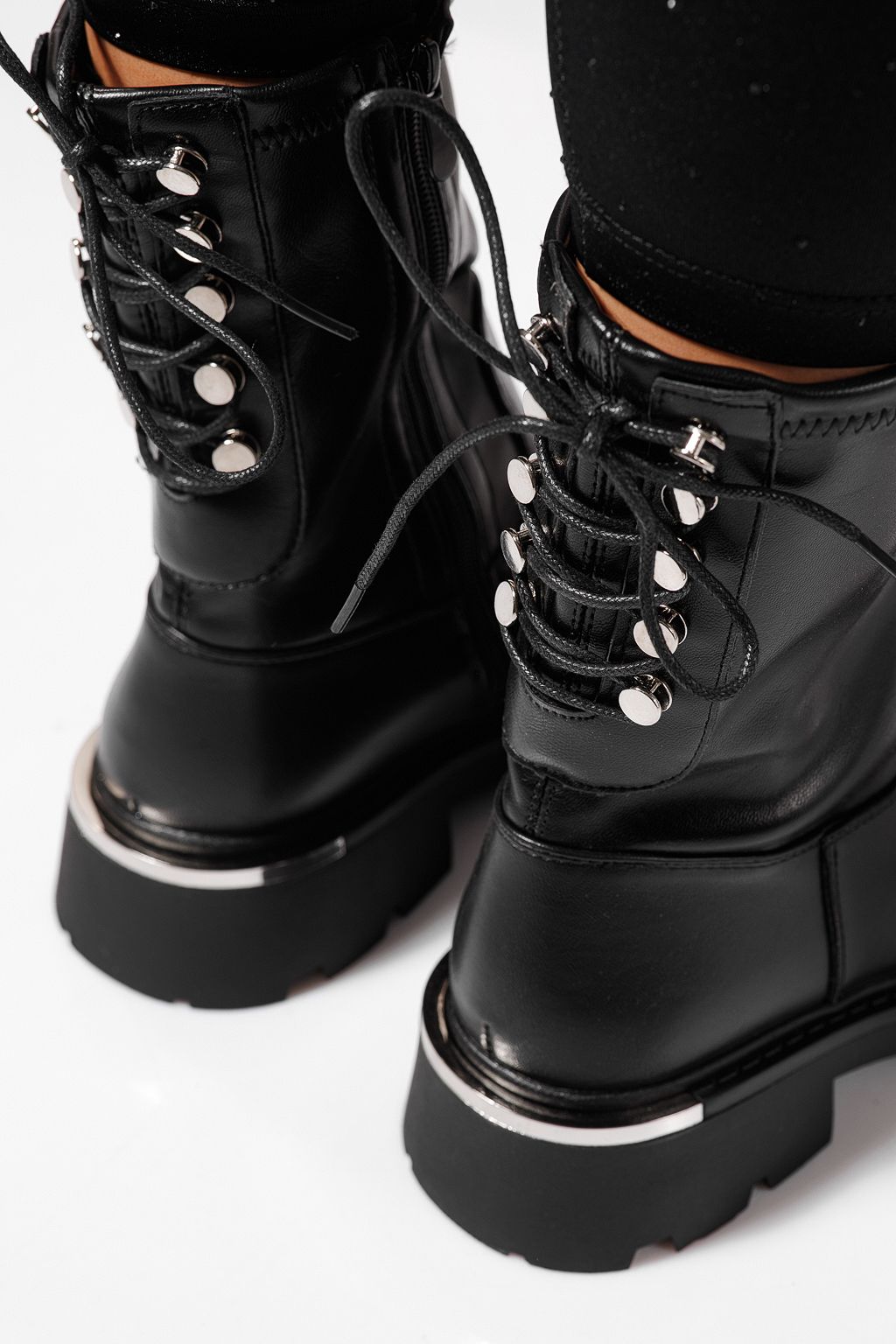 Ghete dama captusite negre din piele ecologica Evelyn #23076