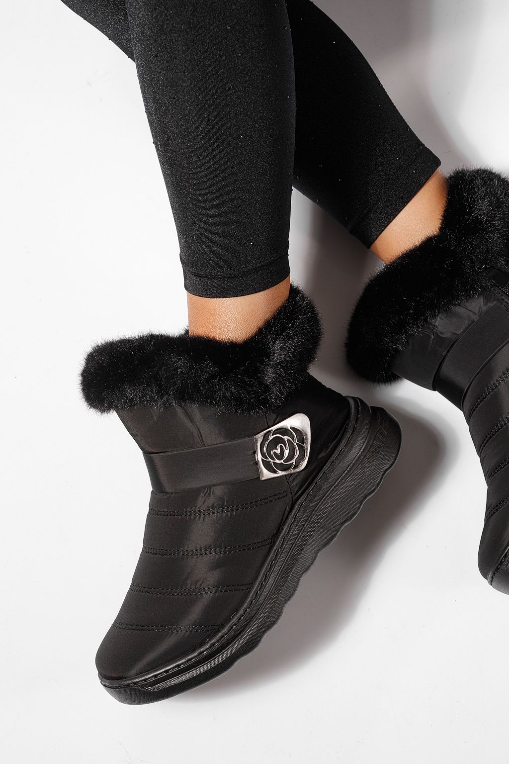 Ghete dama îmblănite negre din Fas Adelina #23063