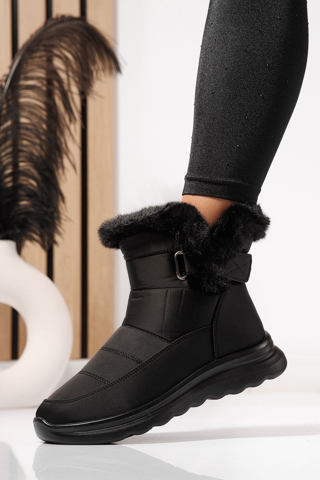 Ghete dama îmblănite negre din Fas Amelia #23065