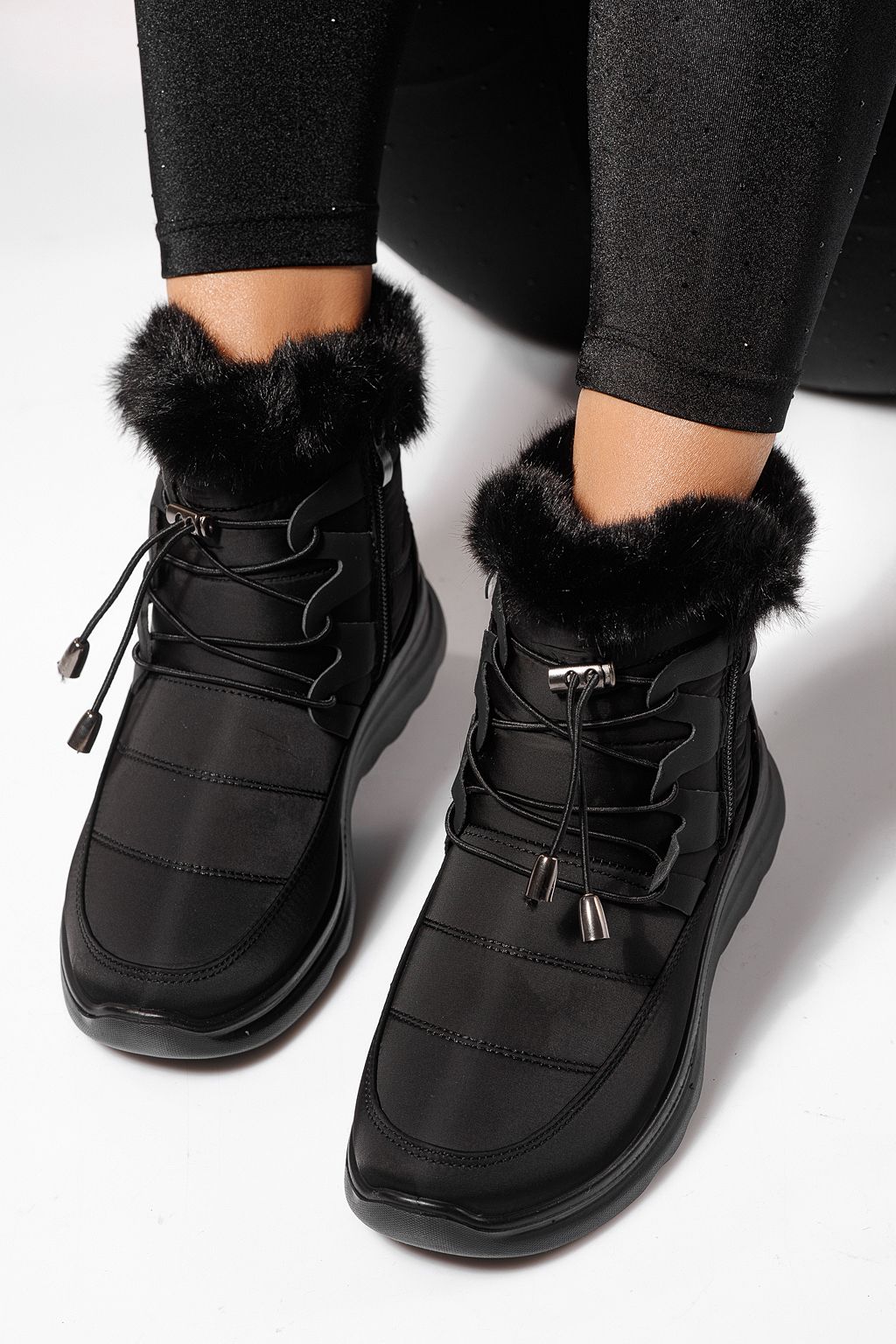 Ghete dama îmblănite negre din Fas Alice #23064