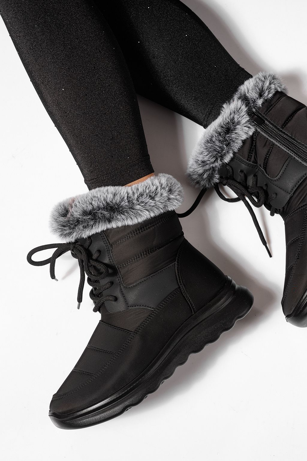 Ghete dama îmblănite negre din Fas Alessia #23066