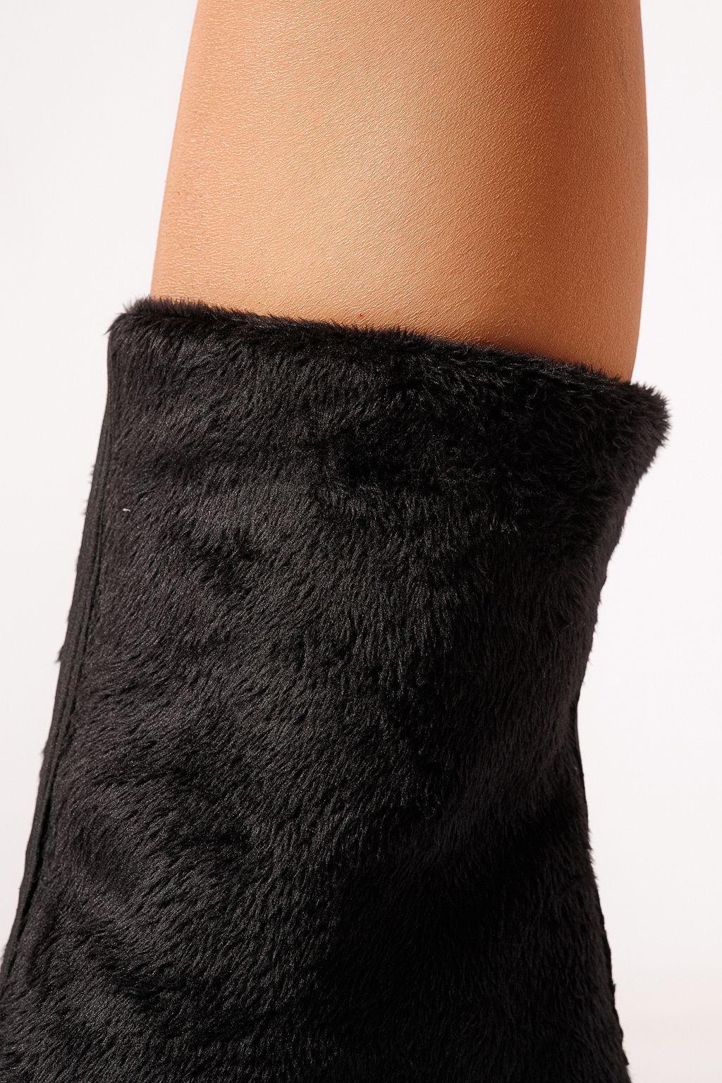 Cizme lungi dama îmblanite negre din piele ecologica intoarsa Iris #23080