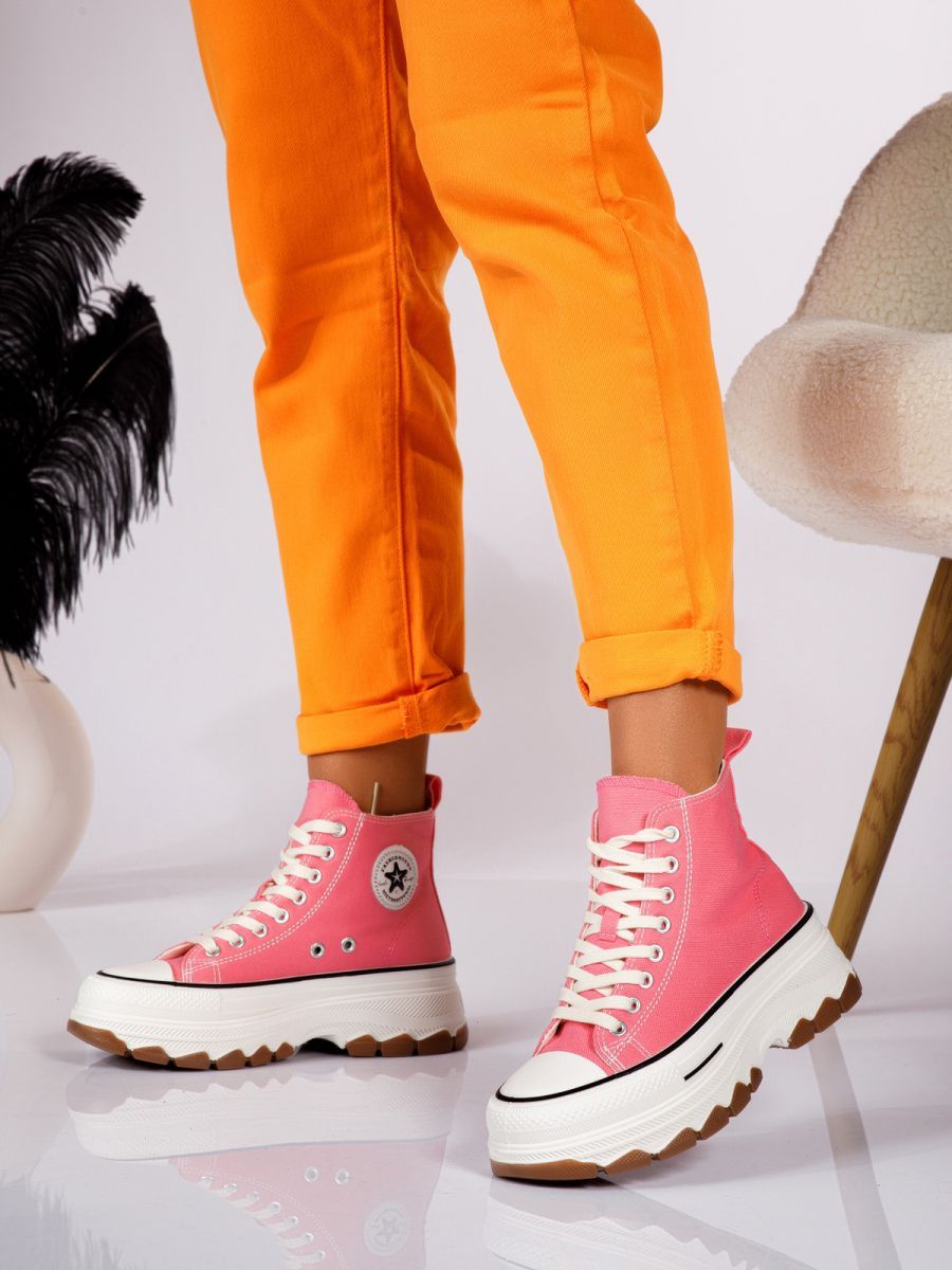 Adidasi dama roz din material textil Seline #24183