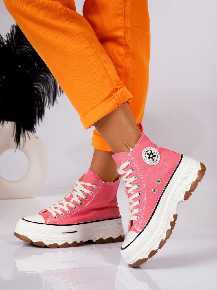 Adidasi dama roz din material textil Seline #24183