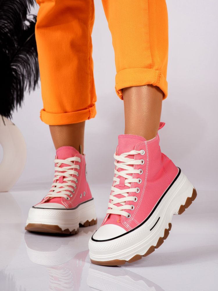 Adidasi dama roz din material textil Seline #24183