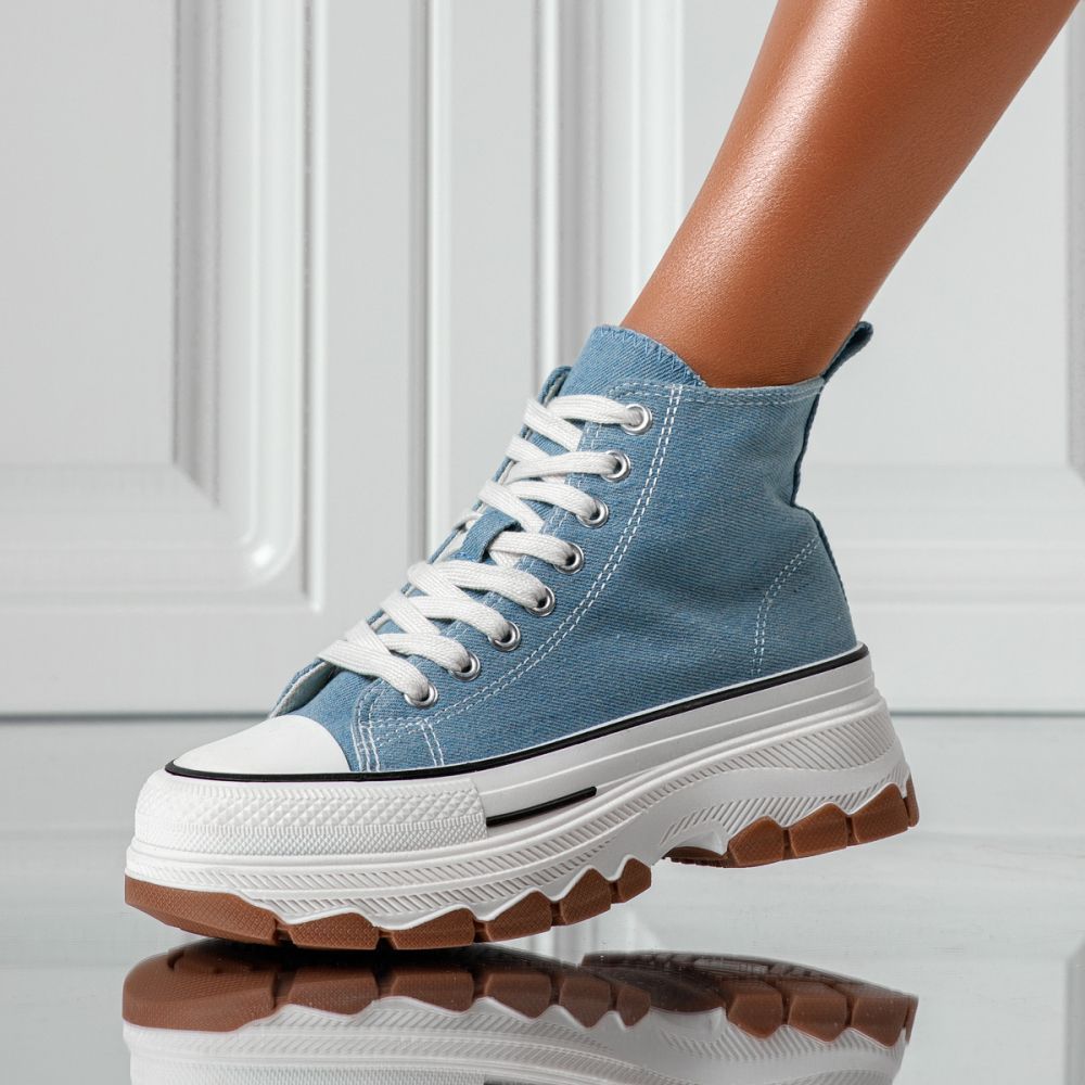 Adidasi dama albastri din material textil Seline #24185