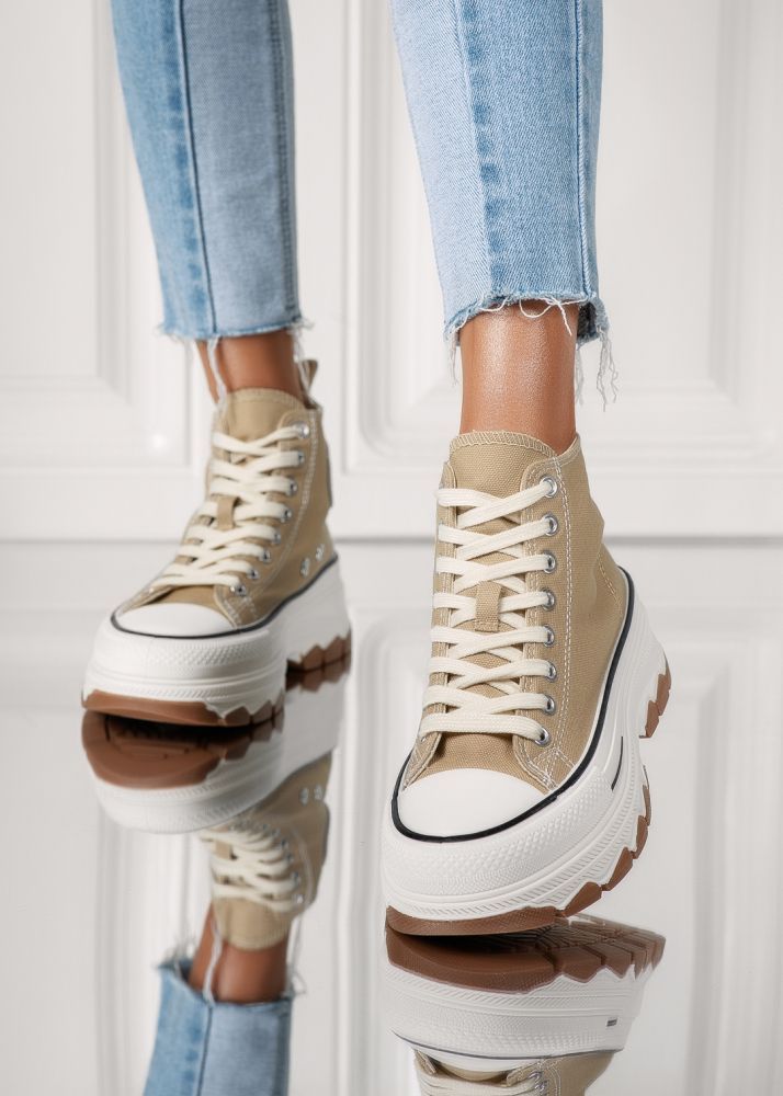 Adidasi dama khaki din material textil Seline #24186