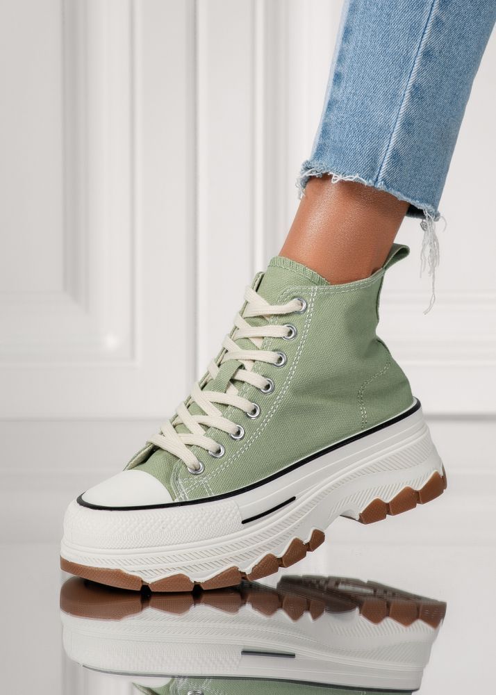 Adidasi dama verzi din material textil Seline #24187