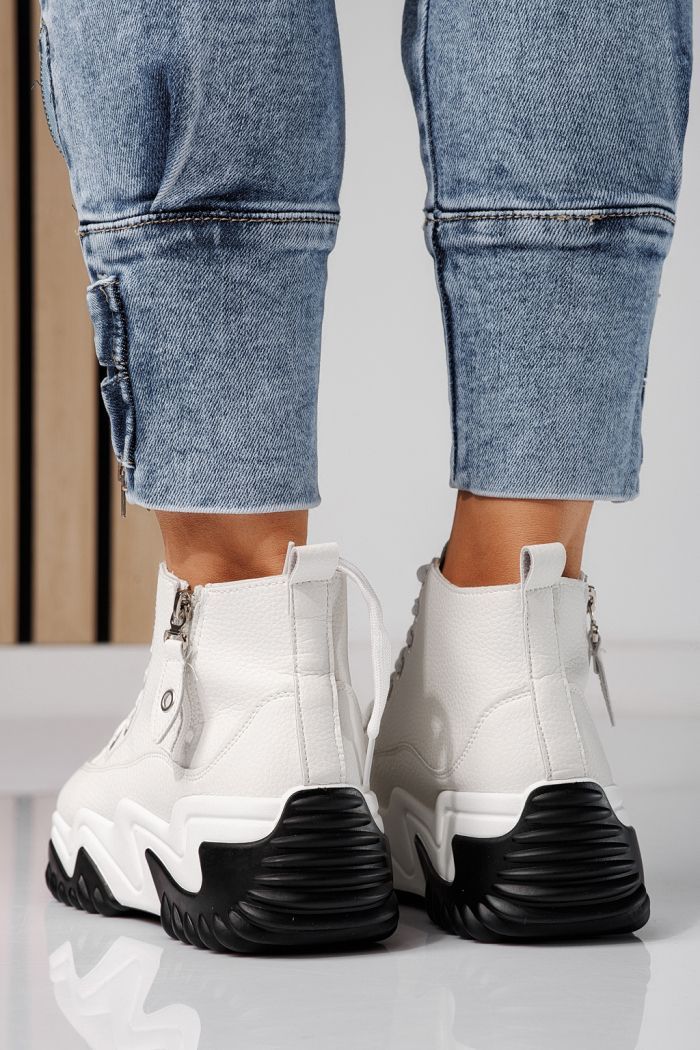 Adidasi dama albi din piele ecologica Layla #24155