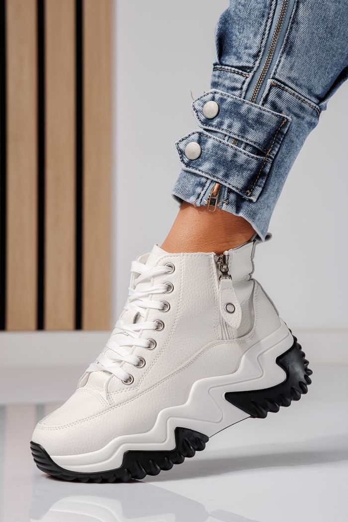 Adidasi dama albi din piele ecologica Layla #24155