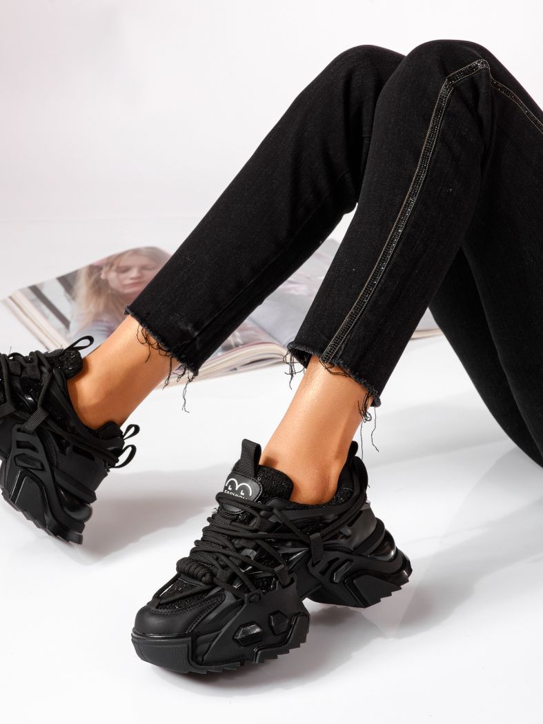 Adidasi dama negri din material textil Eva #24082