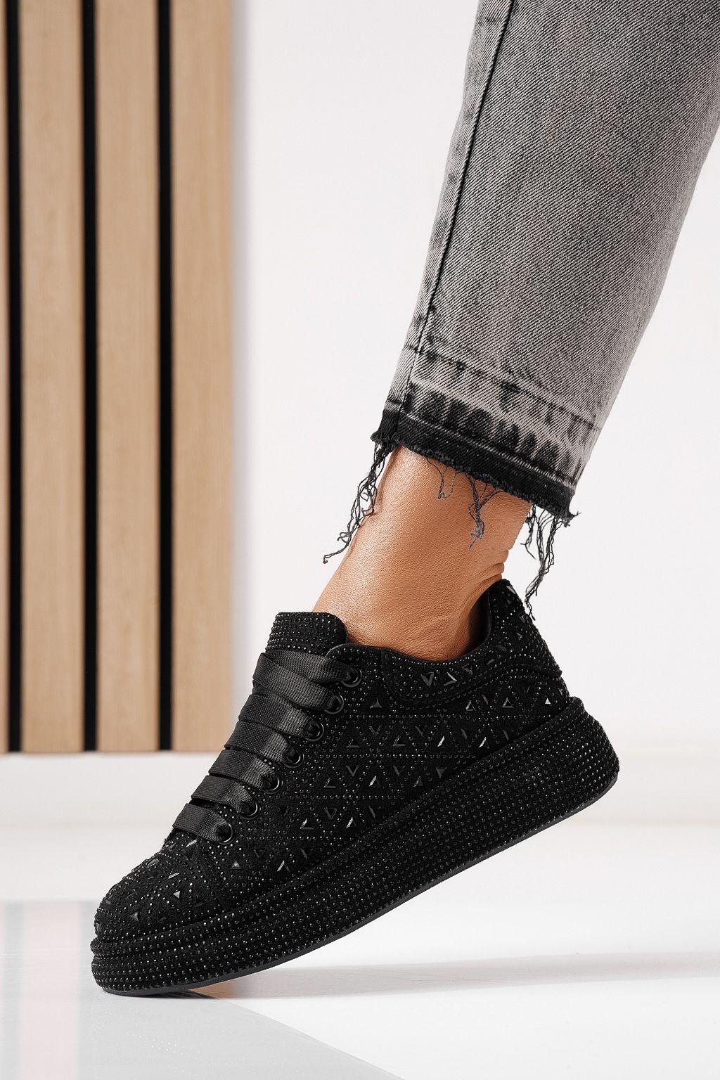 Adidasi dama negri din piele ecologica intoarsa Iris #24113