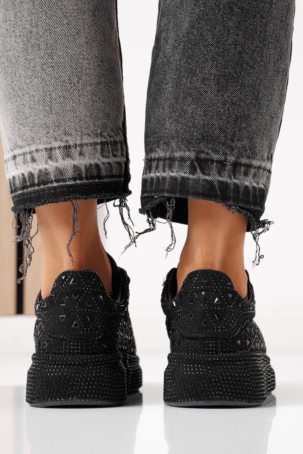 Adidasi dama negri din piele ecologica intoarsa Iris #24113