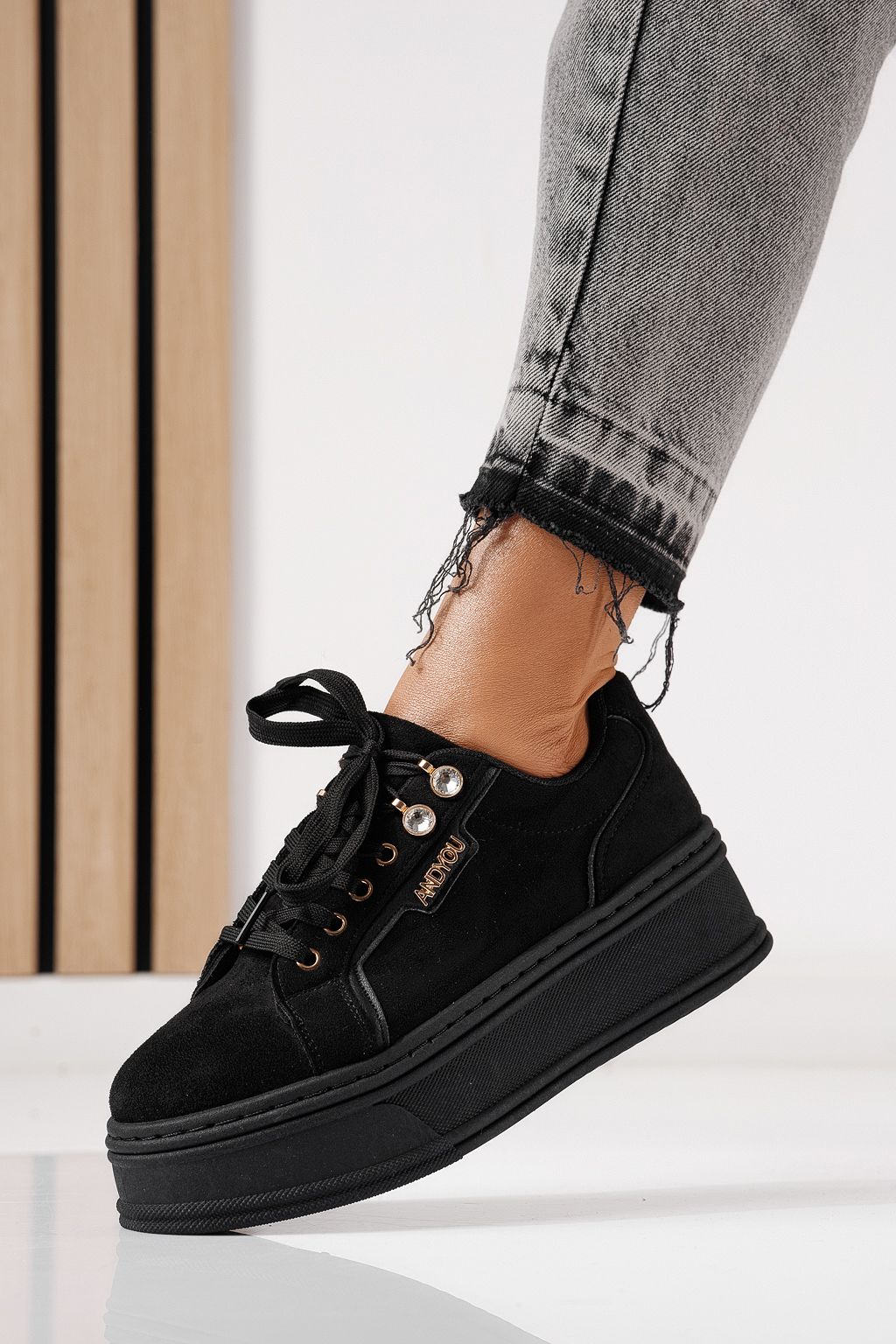 Adidasi dama negri din piele ecologica intoarsa Crina #24069