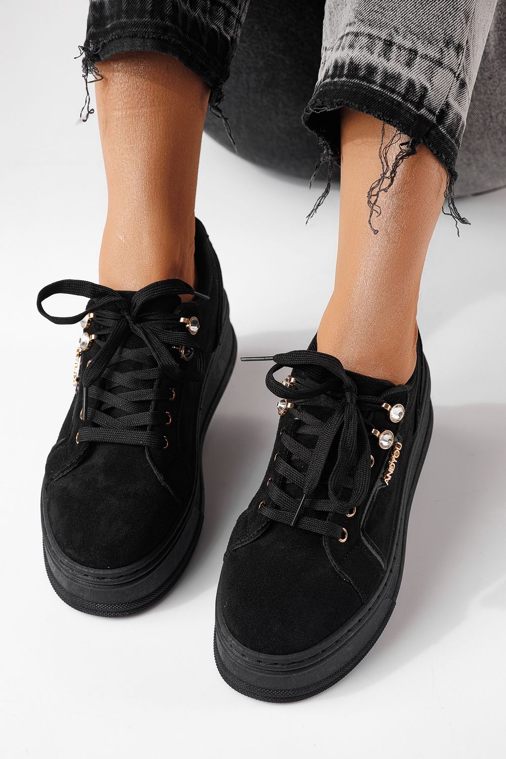 Adidasi dama negri din piele ecologica intoarsa Crina #24069