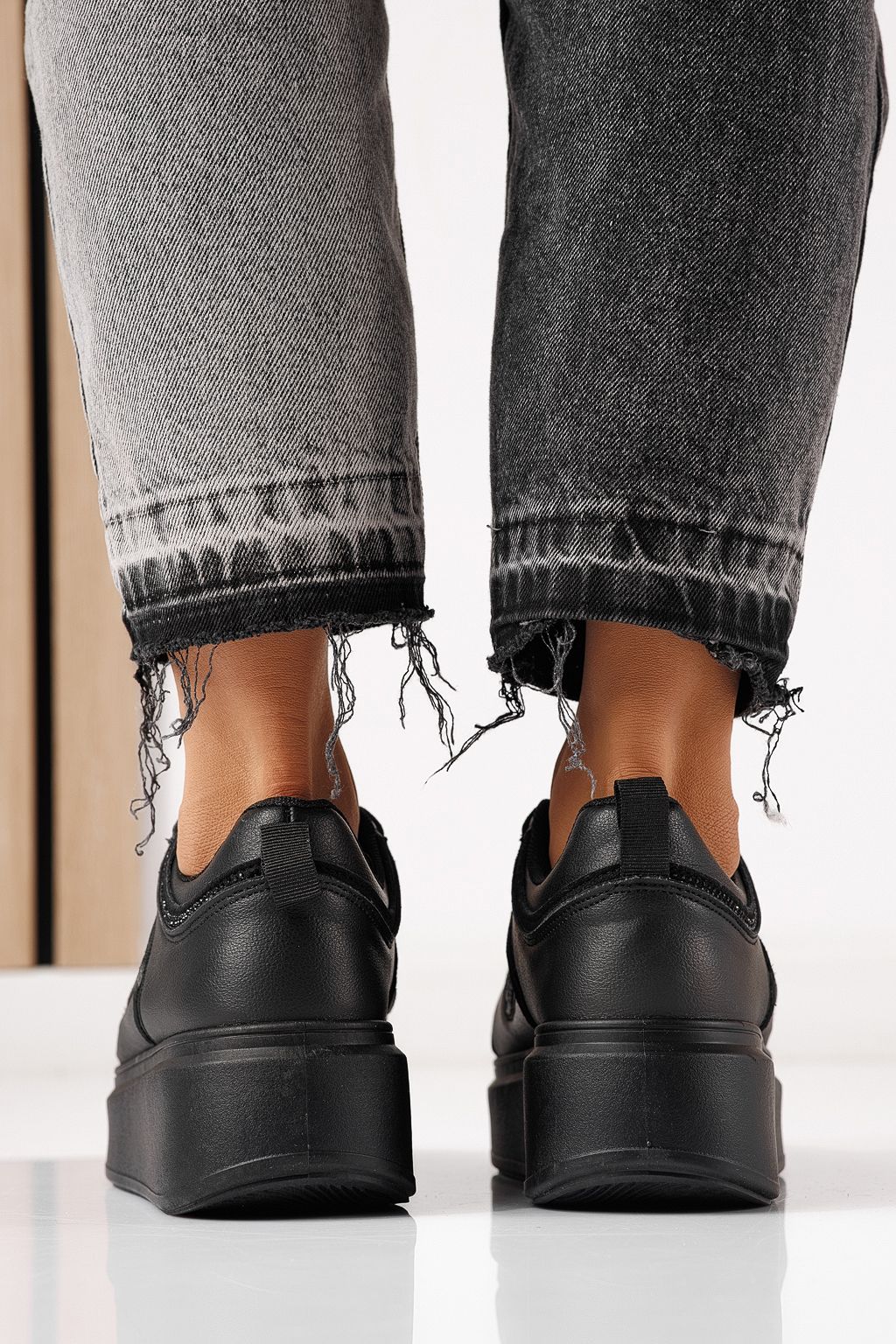 Adidasi dama negri din piele ecologica Delia #24080