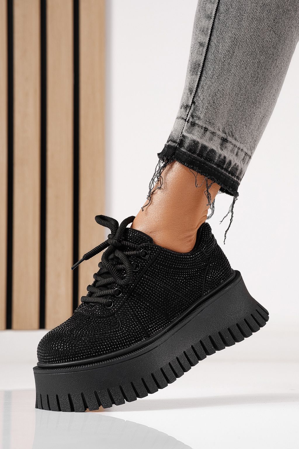 Adidasi dama negri din material textil Ellania #24092