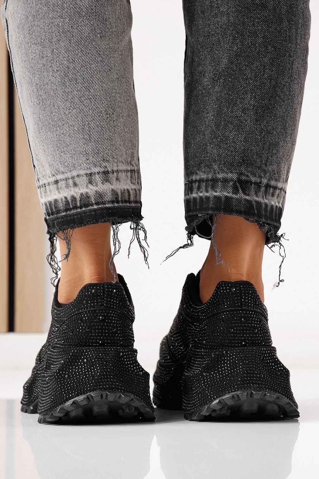 Adidasi dama negri din piele ecologica intoarsa Iulia #24107