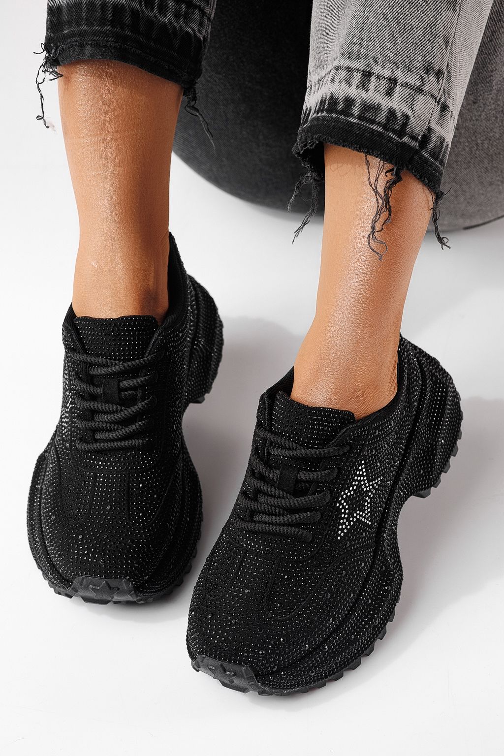 Adidasi dama negri din piele ecologica intoarsa Iulia #24107