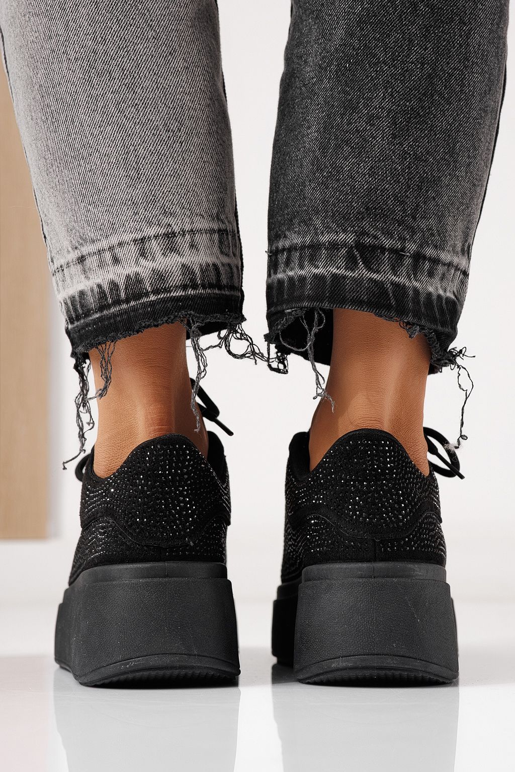 Adidasi dama negri din material textil Bianca #24052