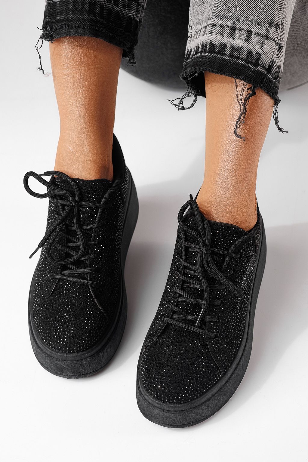 Adidasi dama negri din material textil Bianca #24052