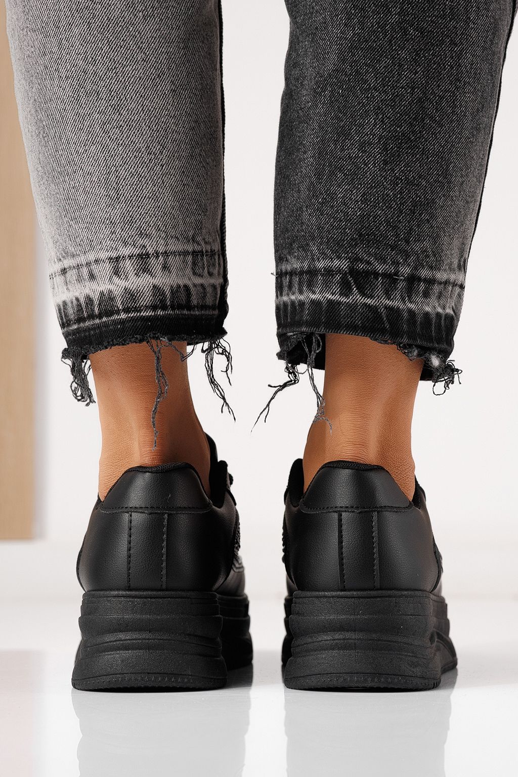 Adidasi dama negri din piele ecologica Clara #24056