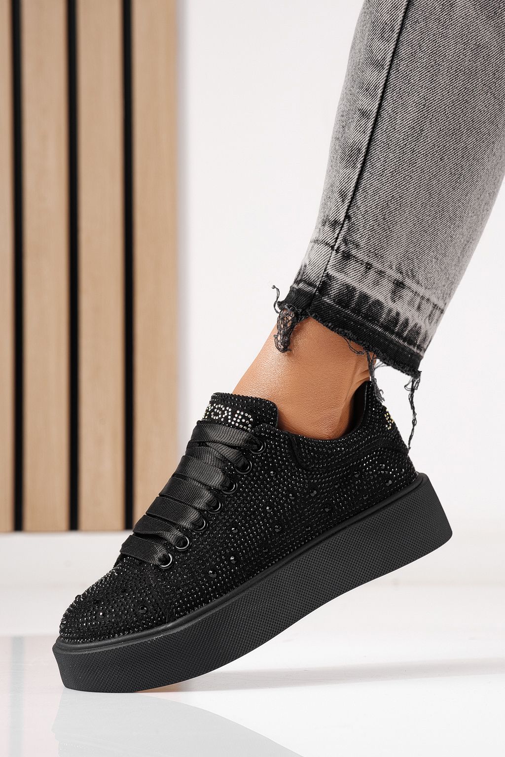 Adidasi dama negri din material textil Ellania #24089