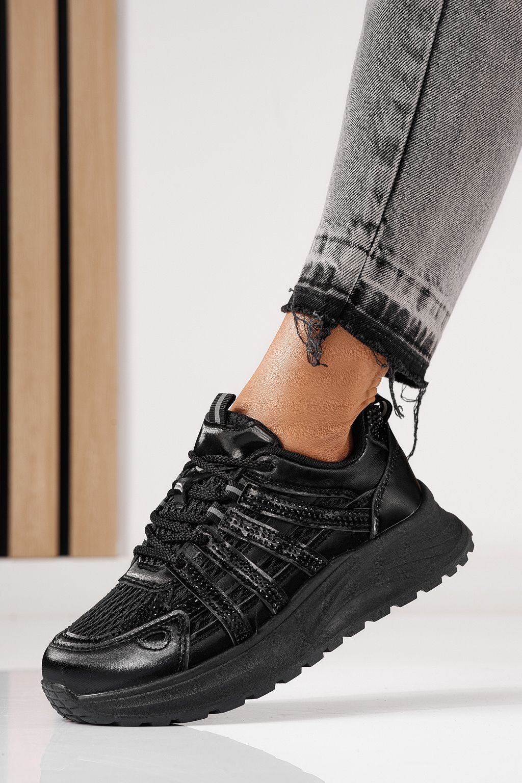 Adidasi dama negri din piele ecologica Carolina #24059