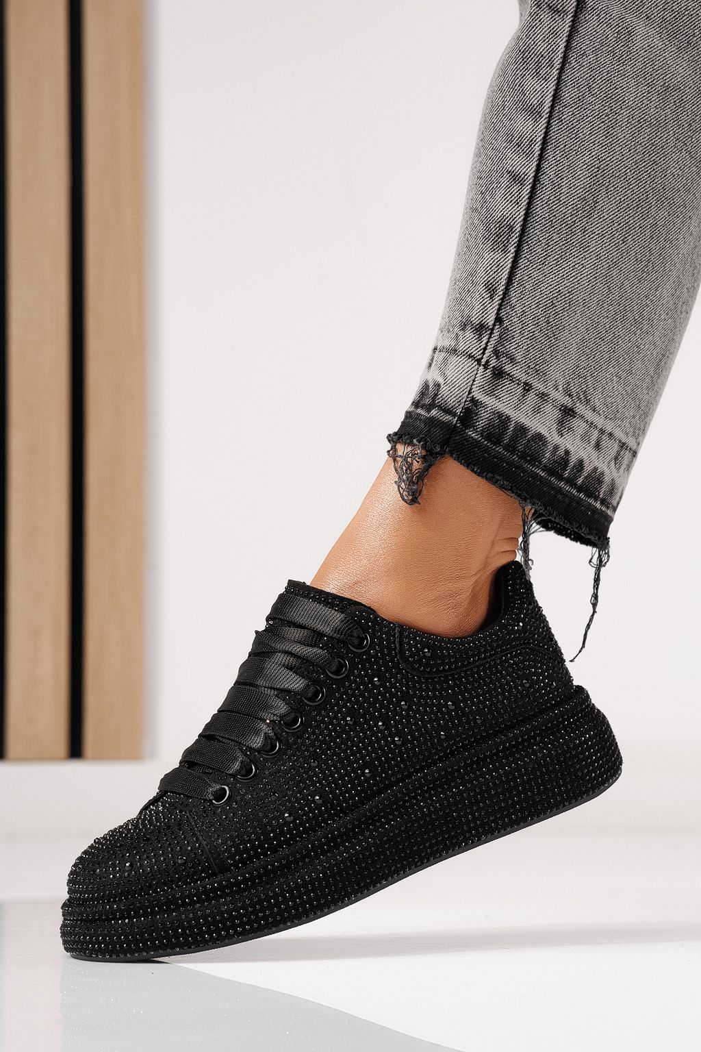 Adidasi dama negri din material textil Alexia #24007