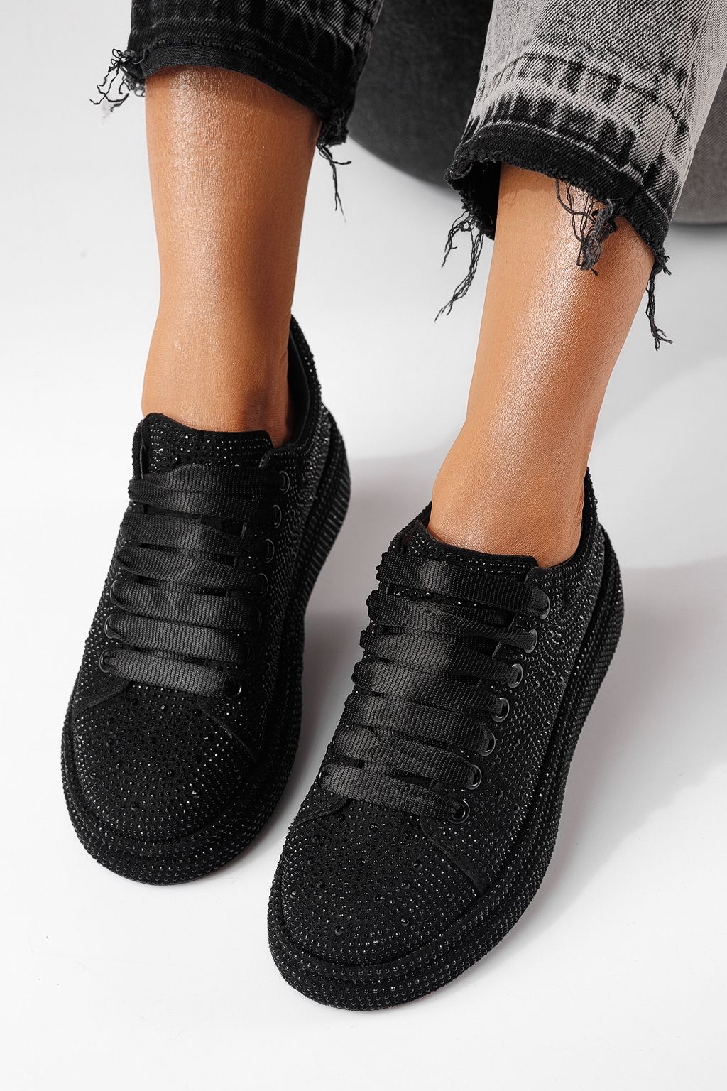 Adidasi dama negri din material textil Alexia #24007