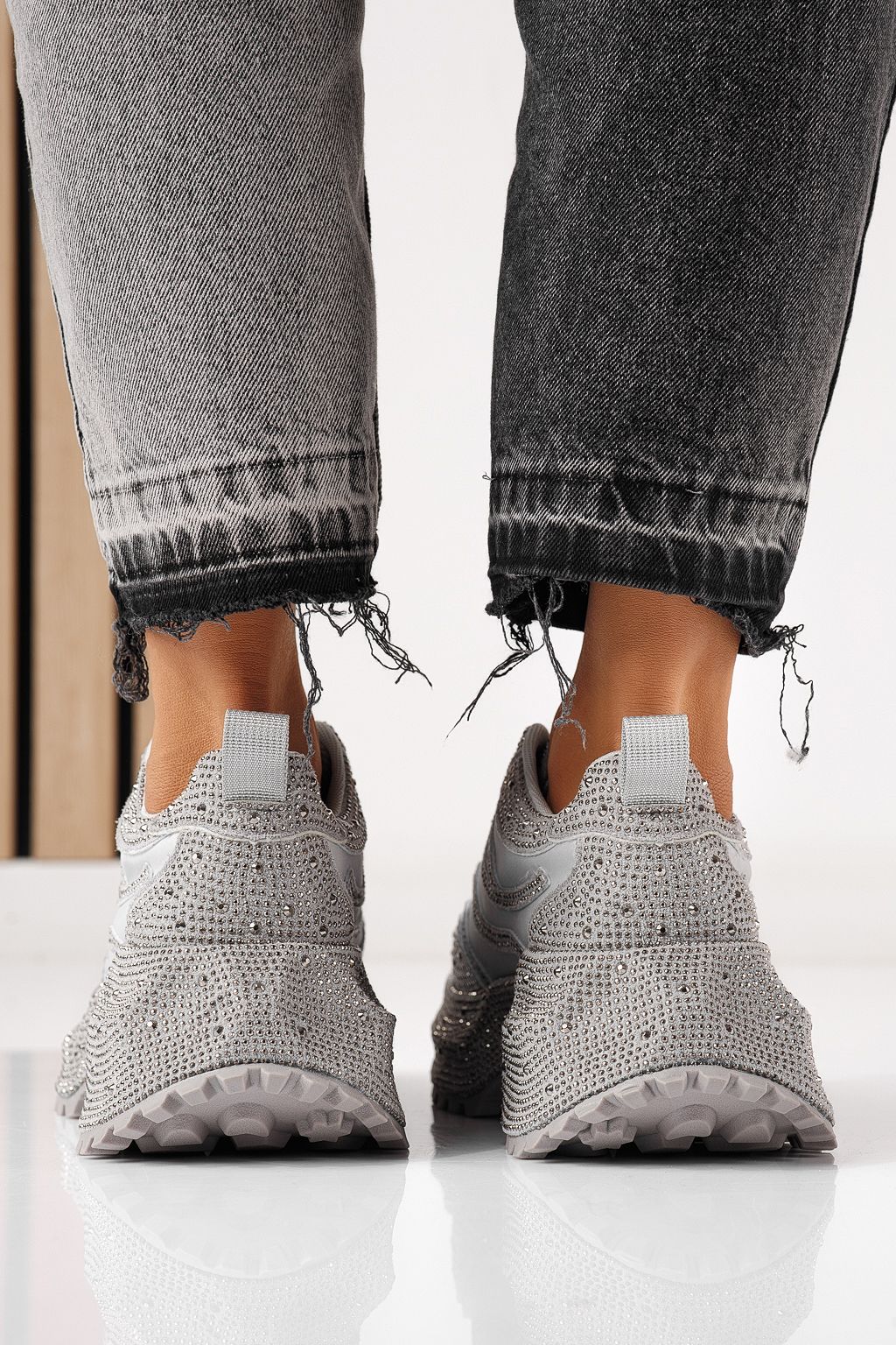 Adidasi dama gri din piele ecologica intoarsa Ioana #24112