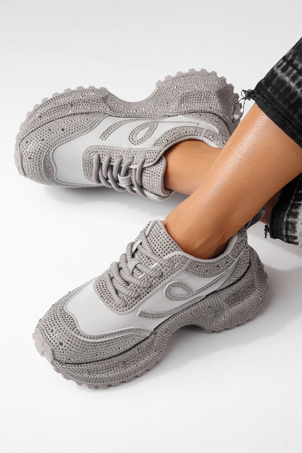 Adidasi dama gri din piele ecologica intoarsa Ioana #24112