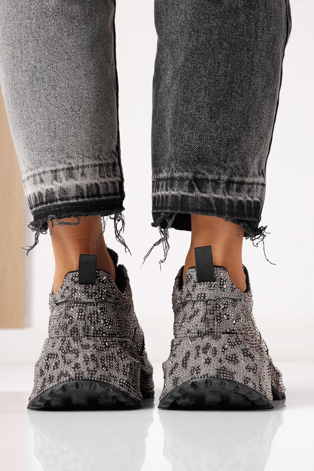 Adidasi dama negri din piele ecologica intoarsa Izabela #24118