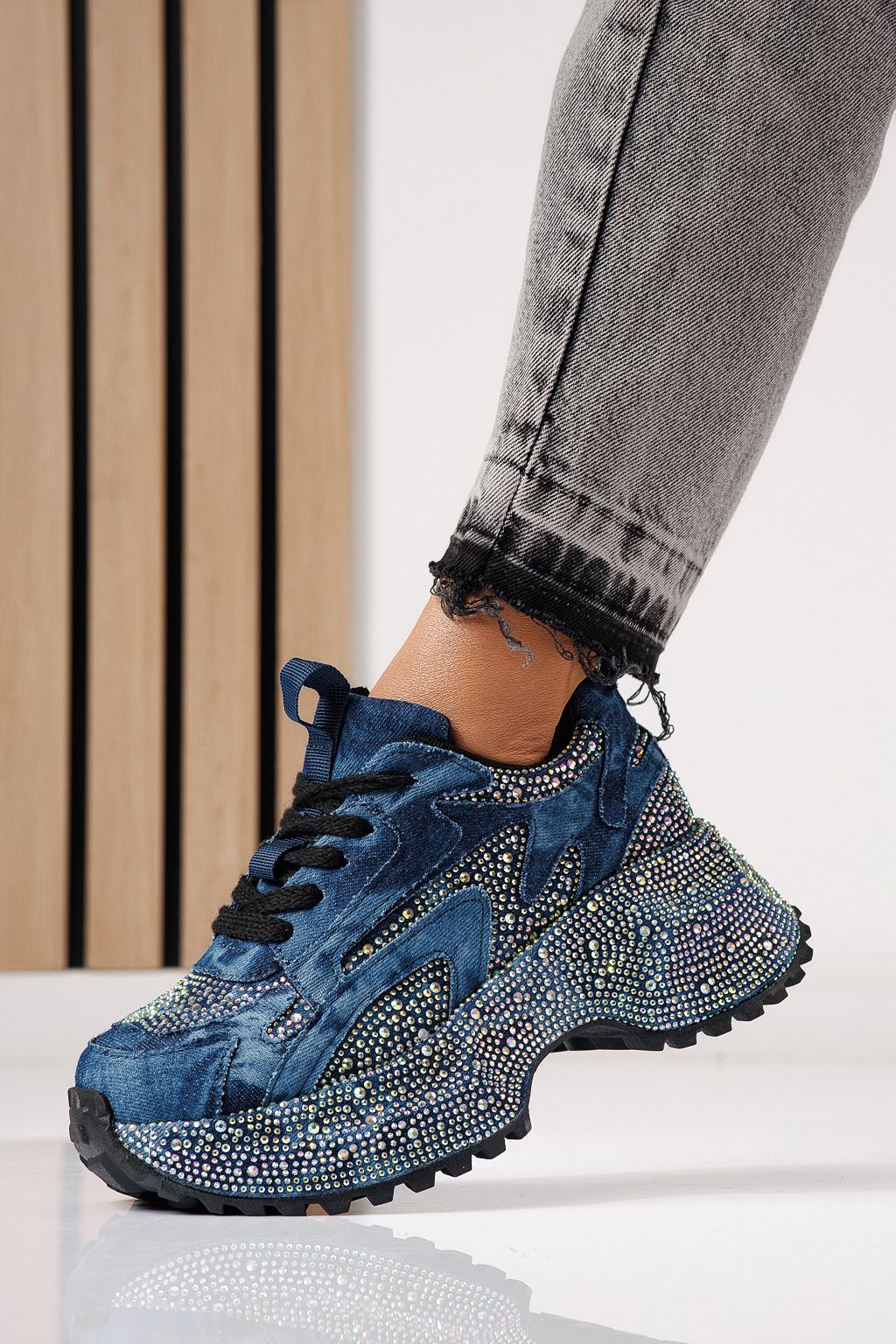 Adidasi dama bleumarin din material textil Evelin #24088