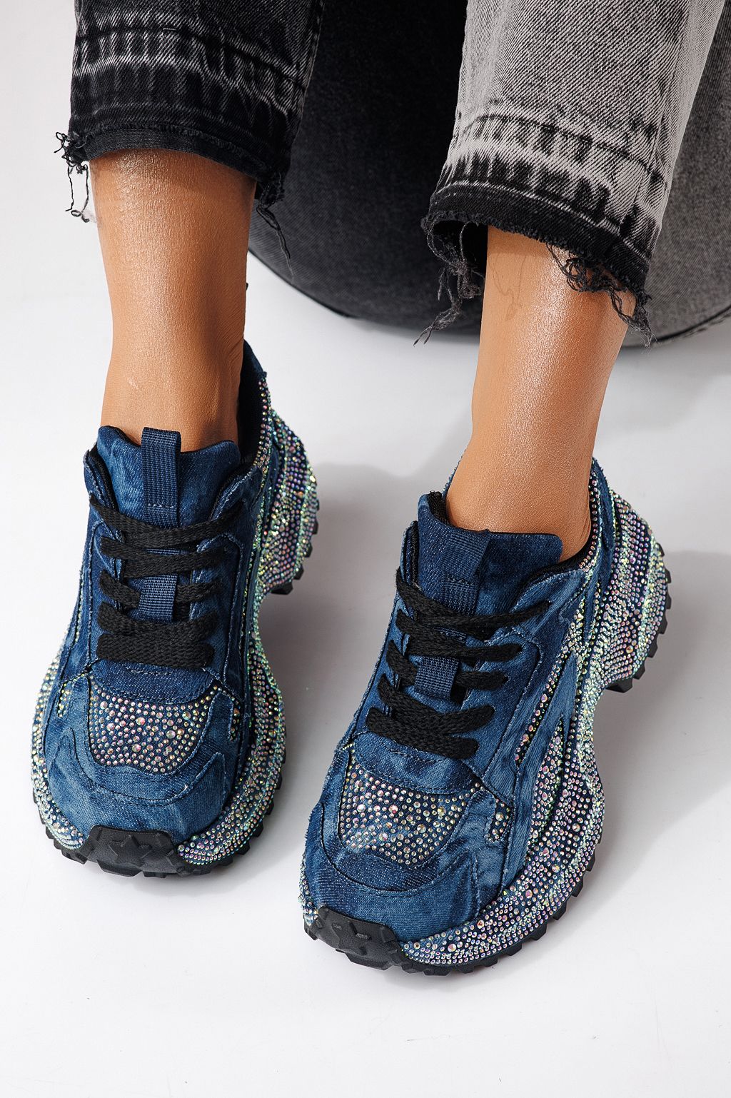 Adidasi dama bleumarin din material textil Evelin #24088