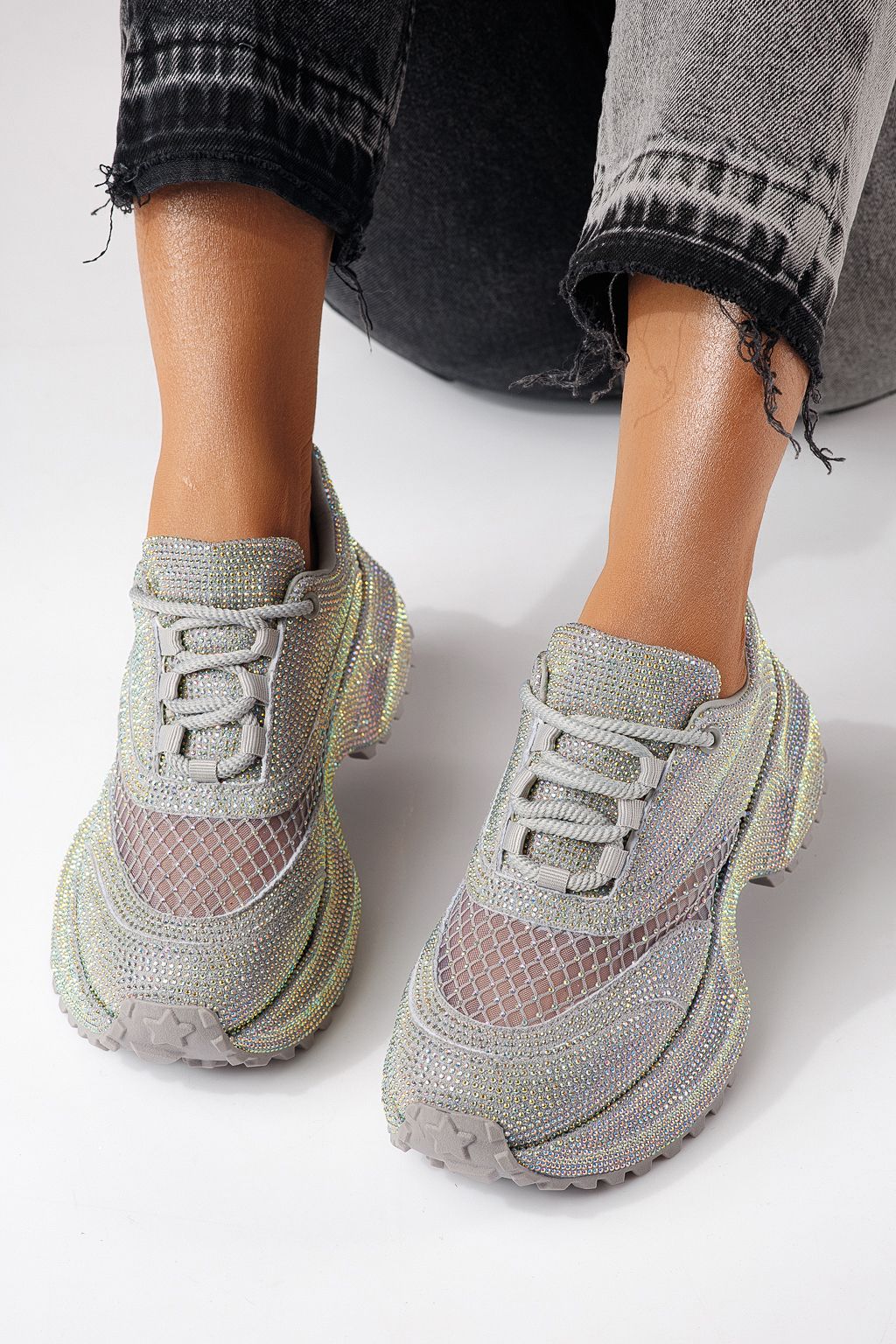 Adidasi dama gri din piele ecologica intoarsa Gabriela #24103