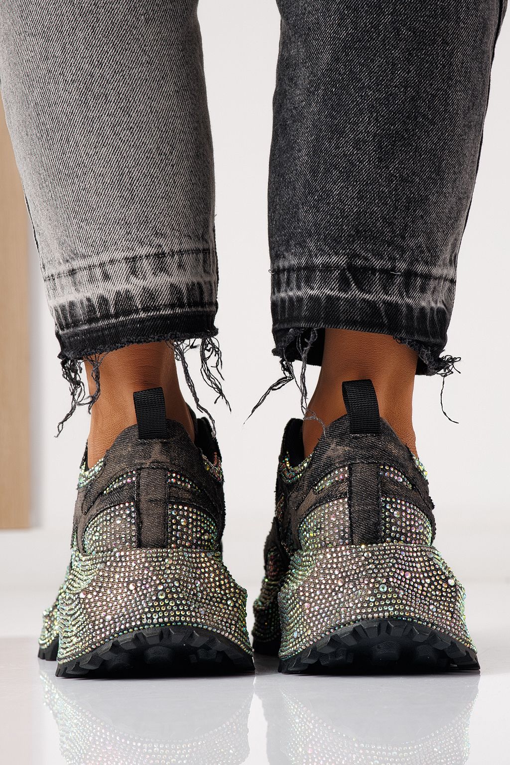 Adidasi dama negri din material textil Evelin #24087